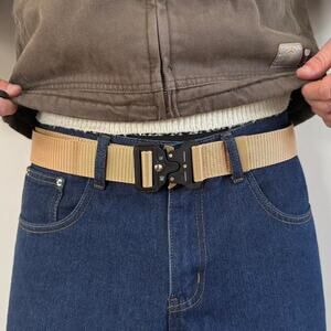 Tan and Cream Tactical Nylon Belt – Utility Military Style, Unisex, New